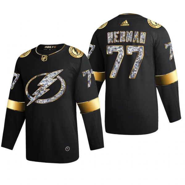 Men Victor Hedman #77 Tampa Bay Lightning 2022 Stanley Cup Playoffs Black Diamond Edition Jersey