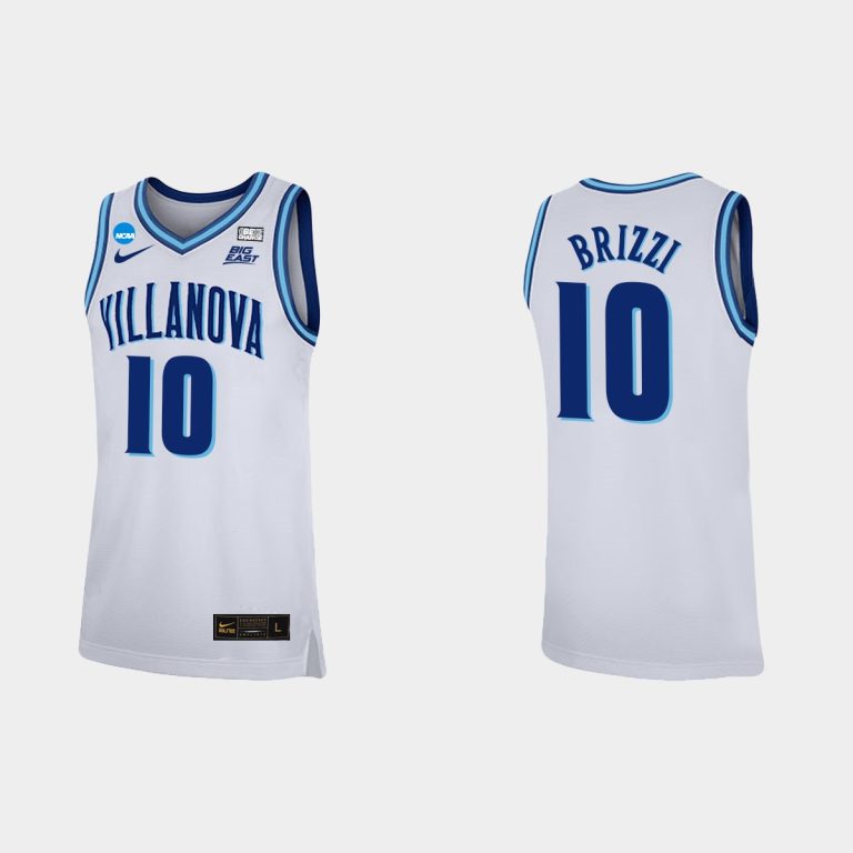 Men Villanova Wildcats Angelo Brizzi #10 White 2022 March Madness Replica Jersey