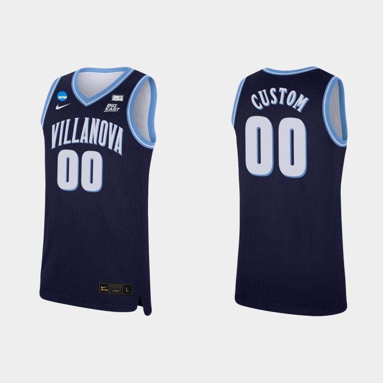 Men Villanova Wildcats Custom #00 Navy 2022 March Madness Replica Jersey