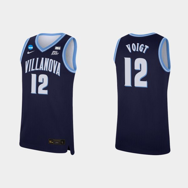 Men Villanova Wildcats Kevin Voigt #12 Navy 2022 March Madness Replica Jersey