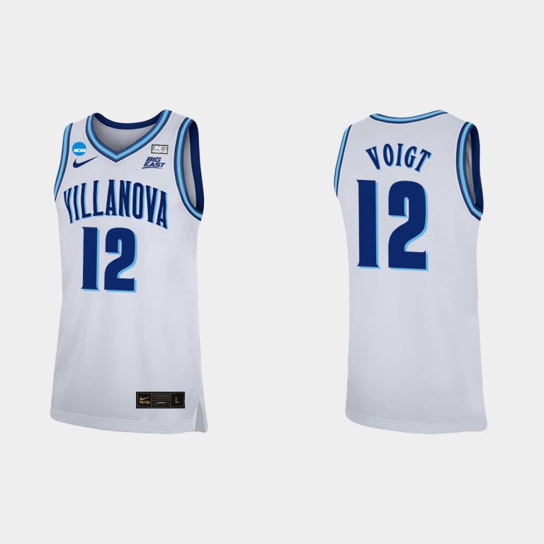 Men Villanova Wildcats Kevin Voigt #12 White 2022 March Madness Replica Jersey