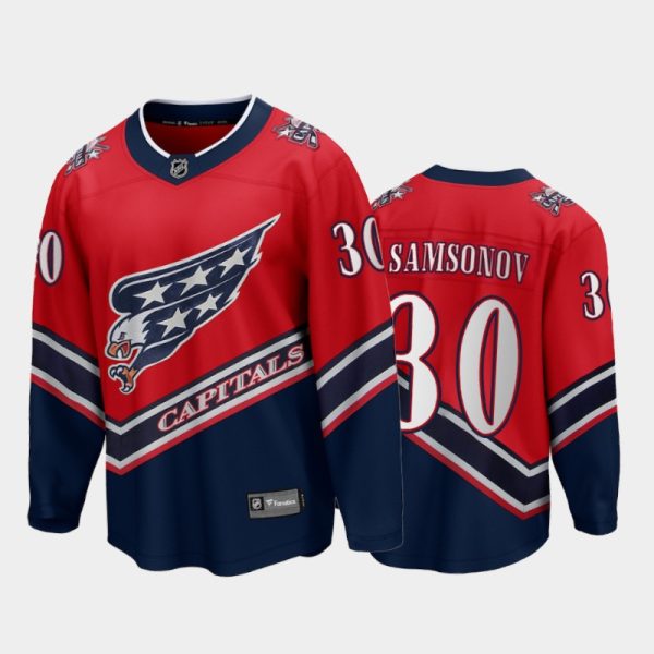 Men Washington Capitals #30 Ilya Samsonov 2021 Reverse Retro Red Special Edition Jersey