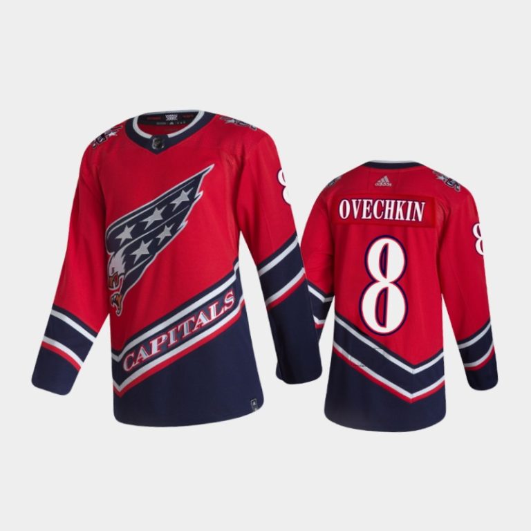 Men Washington Capitals Alexander Ovechkin #8 Reverse Retro 2021 Red Jersey