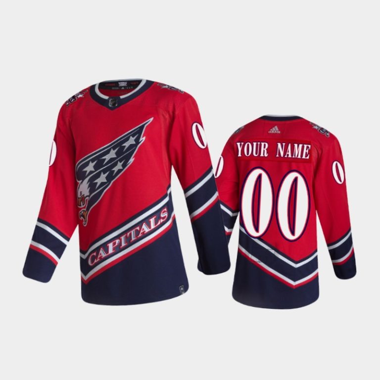 Men Washington Capitals Custom #00 Reverse Retro 2021 Red Jersey