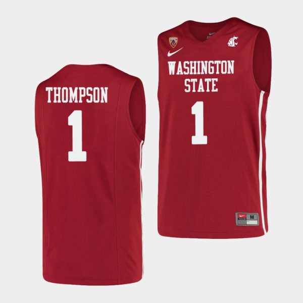 Men Washington State Cougars Klay Thompson #1 College Basketball Washington State Cougars Crimson Jersey