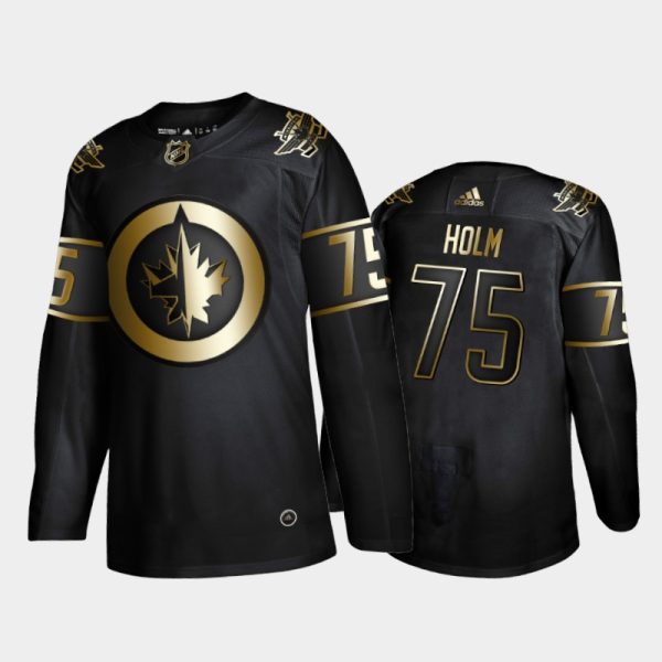 Men Winnipeg Jets Arvid Holm #75 Golden Edition Black Jersey