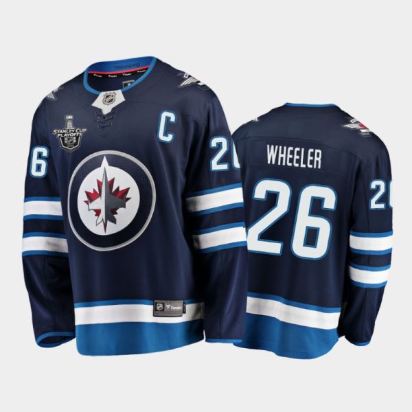 Men Winnipeg Jets Blake Wheeler #26 2020 Stanley Cup Playoffs Navy Home Jersey