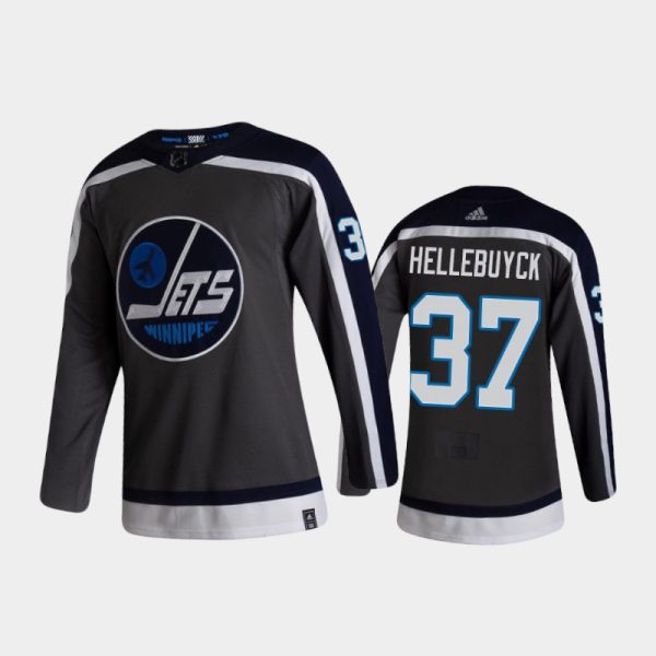 Men Winnipeg Jets Connor Hellebuyck #37 Reverse Retro 2020-21 Gray Jersey