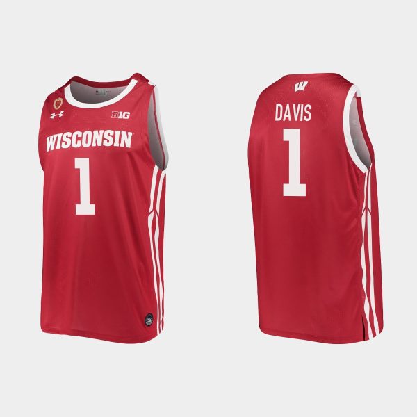 Men Wisconsin Badgers NCAA Basketball 5 #Johnny Davis Red Replica College Basketball Jersey