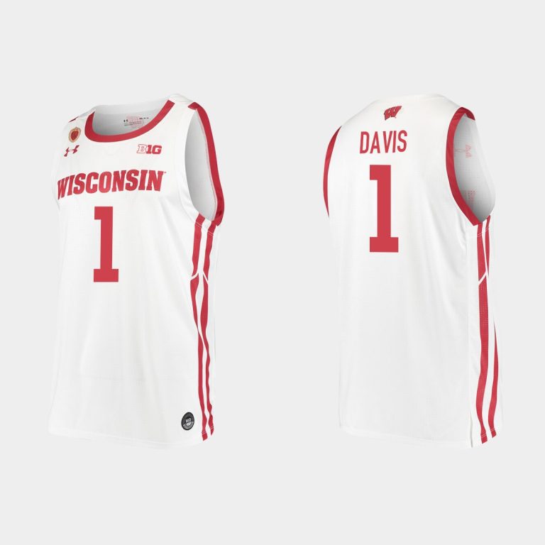 Men Wisconsin Badgers NCAA Basketball 5 #Johnny Davis White Replica College Basketball Jersey