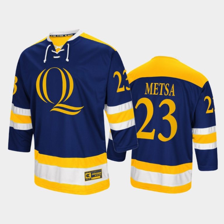 Men Zach Metsa #23 Quinnipiac Bobcats 2022 College Hockey Navy Jersey