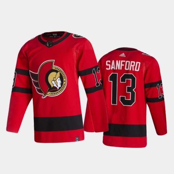 Men Zach Sanford #13 Ottawa Senators 2021 Reverse Retro Red Special Edition Jersey