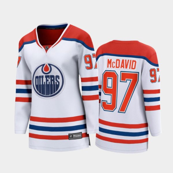 Women 2020-21 Edmonton Oilers Connor McDavid #97 Reverse Retro Special Edition Breakaway Player Jersey - Blue