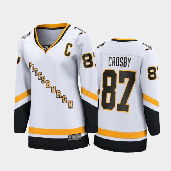 Women 2020-21 Pittsburgh Penguins Sidney Crosby #87 Reverse Retro Special Edition Breakaway Player Jersey - White