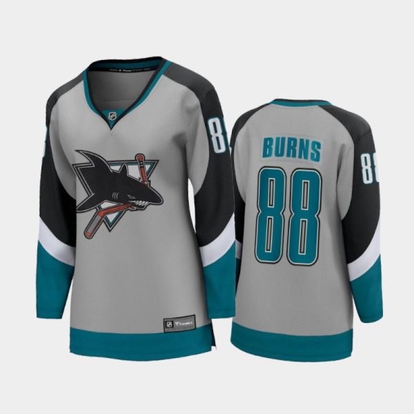 Women 2020-21 San Jose Sharks Brent Burns #88 Reverse Retro Special Edition Breakaway Player Jersey - Gray