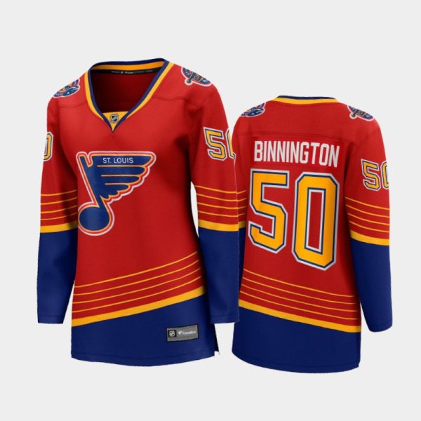 Women 2020-21 St. Louis Blues Jordan Binnington #50 Reverse Retro Special Edition Breakaway Player Jersey - Red