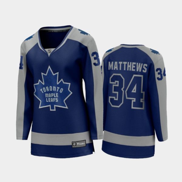 Women 2020-21 Toronto Maple Leafs Auston Matthews #34 Reverse Retro Special Edition Breakaway Player Jersey - Royal