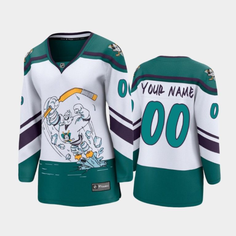 Women 2021 Anaheim Ducks Custom #00 Reverse Retro Jersey - White