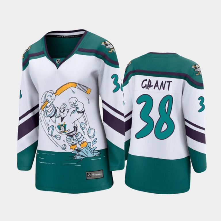 Women 2021 Anaheim Ducks Derek Grant #38 Reverse Retro Jersey - White