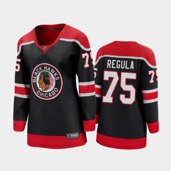 Women 2021 Chicago Blackhawks Alec Regula #75 Reverse Retro Jersey - Black