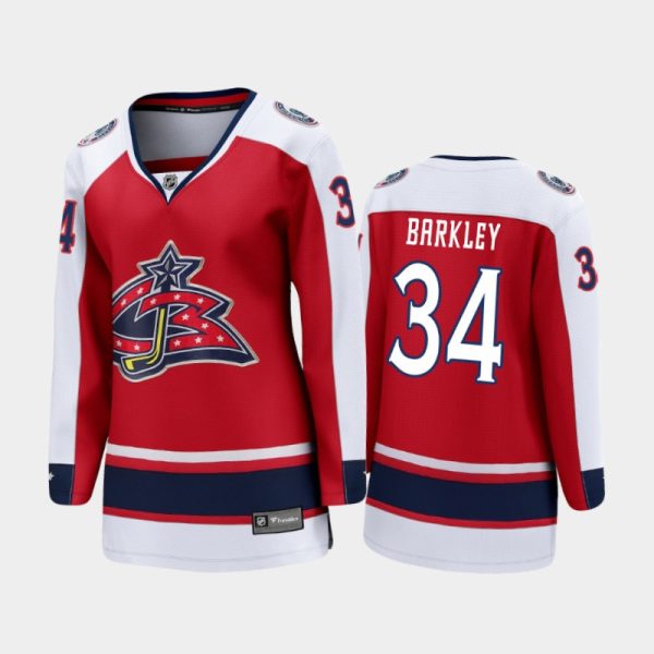 Women 2021 Columbus Blue Jackets Charles Barkley #34 Reverse Retro Jersey - Red