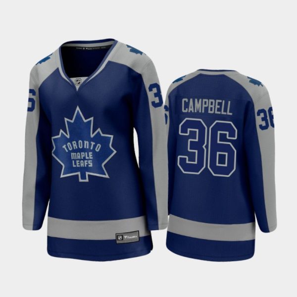 Women 2021 Toronto Maple Leafs Jack Campbell #36 Reverse Retro Jersey - Blue