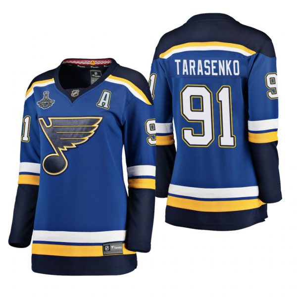 Women Blues Vladimir Tarasenko #91 2019 Stanley Cup Champions Home Blue Jersey -