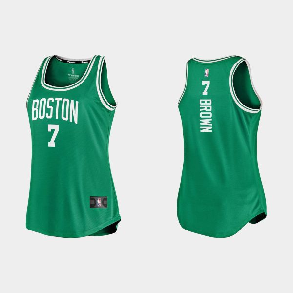 Women Boston Celtics #7 Jaylen Brown Icon Edition Green Tank Jersey