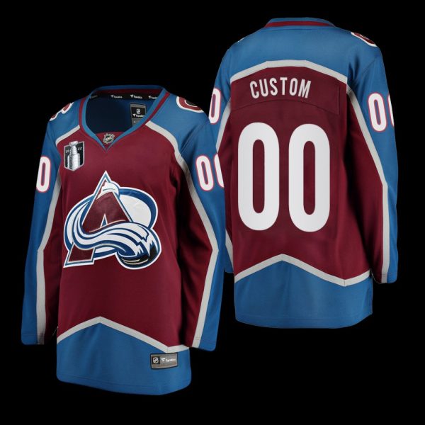 Women Colorado Avalanche Custom #00 2022 Stanley Cup Final Home Jersey Burgundy