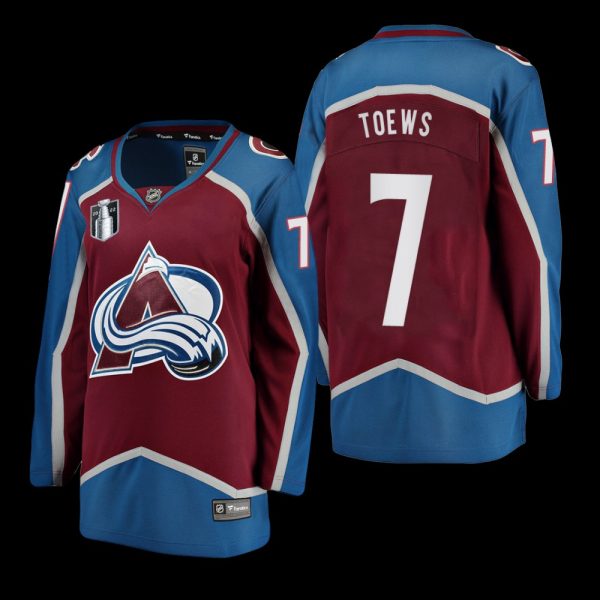 Women Colorado Avalanche Devon Toews #7 2022 Stanley Cup Final Home Jersey Burgundy