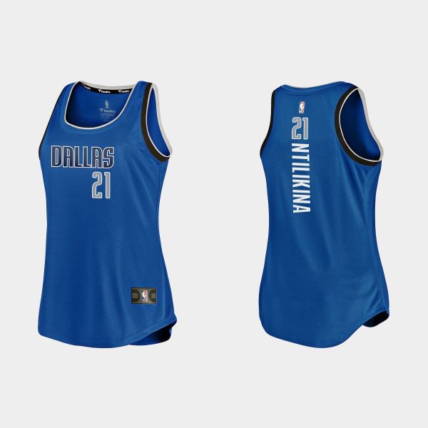 Women Dallas Mavericks #21 Frank Ntilikina Icon Edition Blue Tank Jersey