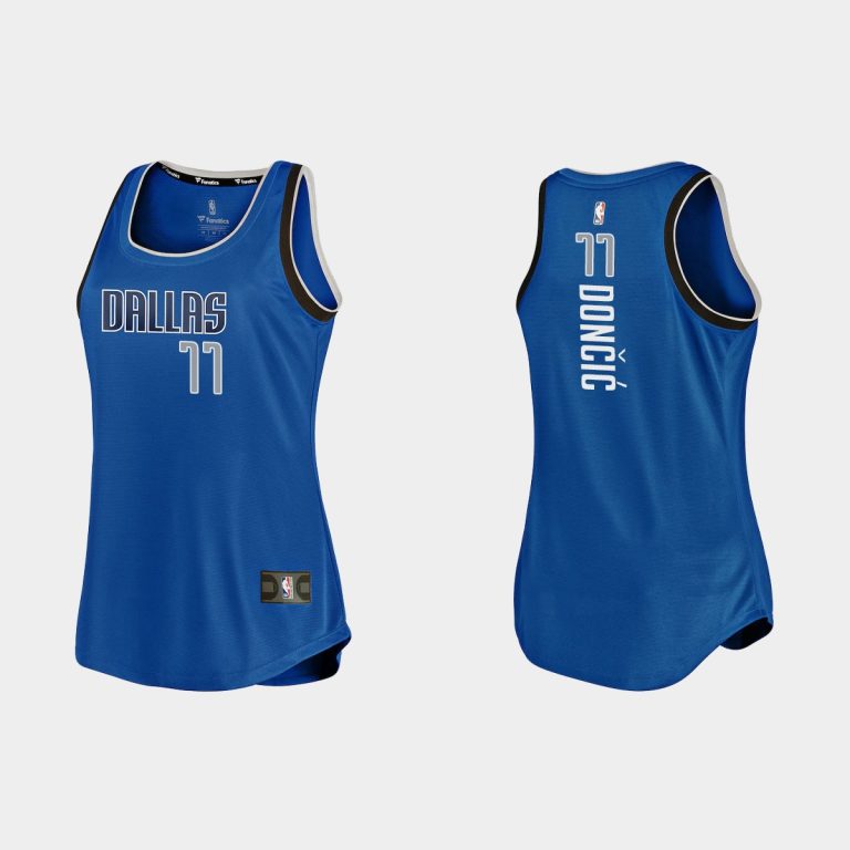 Women Dallas Mavericks #77 Luka Doncic Icon Edition Blue Tank Jersey