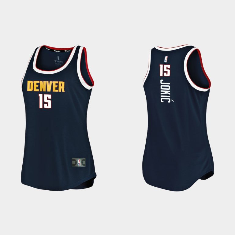 Women Denver Nuggets #15 Nikola Jokic Icon Edition Navy Tank Jersey