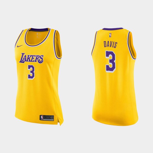 Women Los Angeles Lakers Anthony Davis #3 Icon Edition Jersey Gold