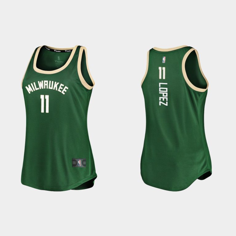 Women Milwaukee Bucks #11 Brook Lopez Icon Edition Hunter Green Tank Jersey