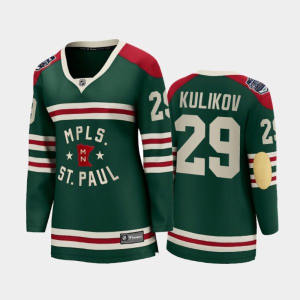 Women Minnesota Wild Dmitry Kulikov #29 2022 Winter Classic State Of Hockey Jersey Green