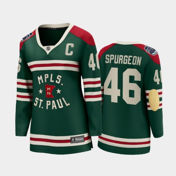 Women Minnesota Wild Jared Spurgeon #46 2022 Winter Classic State Of Hockey Jersey Green