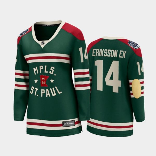 Women Minnesota Wild Joel Eriksson Ek #14 2022 Winter Classic State Of Hockey Jersey Green