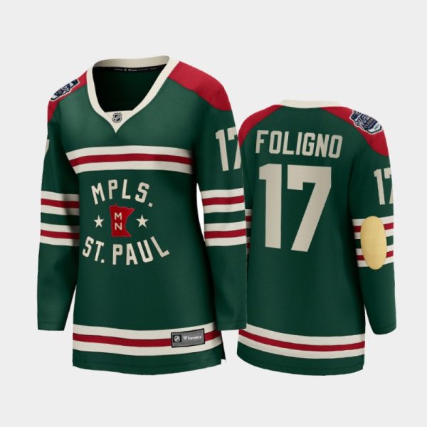 Women Minnesota Wild Marcus Foligno #17 2022 Winter Classic State Of Hockey Jersey Green