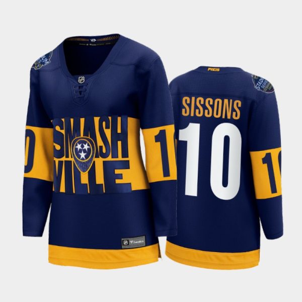 Women Nashville Predators Colton Sissons 2022 Stadium Series Navy Jersey