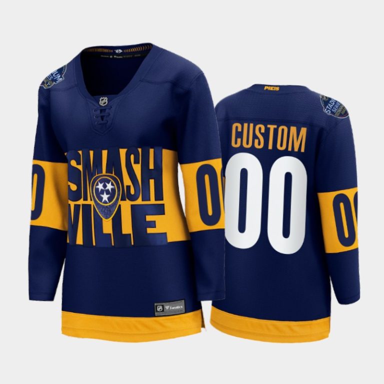 Women Nashville Predators Custom 2022 Stadium Series Navy Jersey