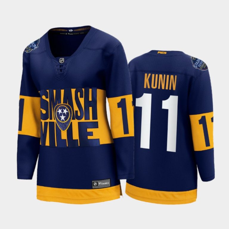 Women Nashville Predators Luke Kunin 2022 Stadium Series Navy Jersey