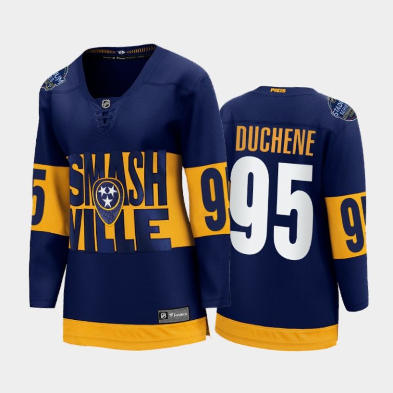 Women Nashville Predators Matt Duchene 2022 Stadium Series Navy Jersey