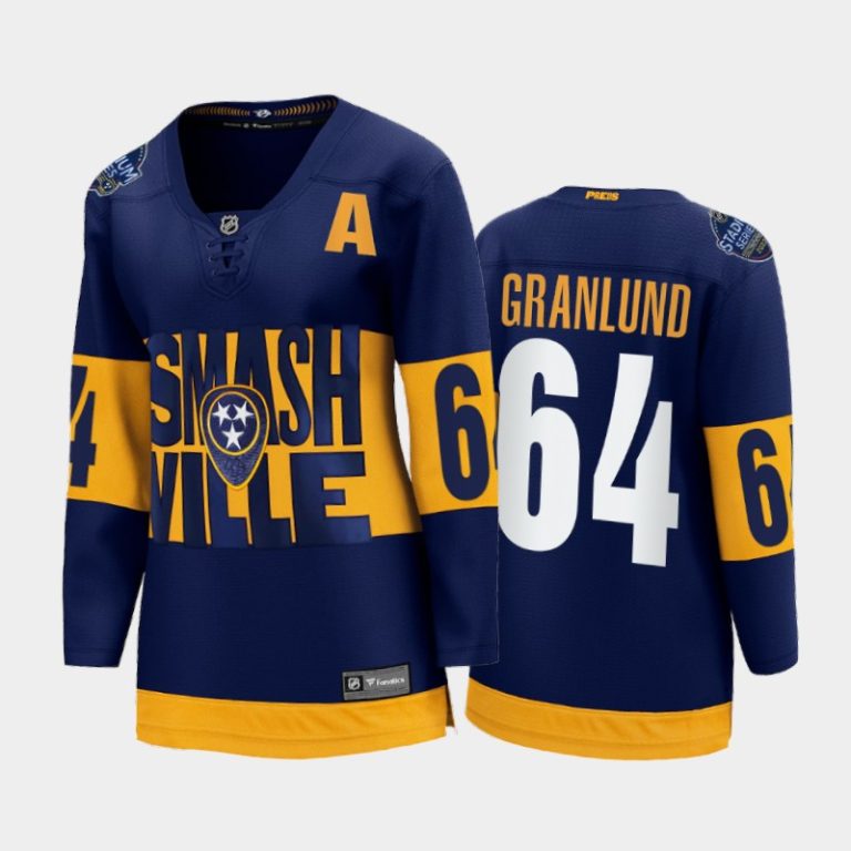 Women Nashville Predators Mikael Granlund 2022 Stadium Series Navy Jersey