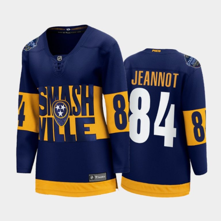 Women Nashville Predators Tanner Jeannot 2022 Stadium Series Navy Jersey