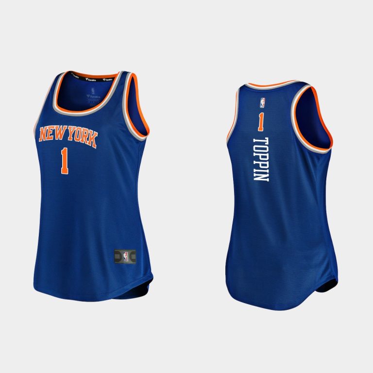 Women New York Knicks #1 Obi Toppin Icon Edition Royal Tank Jersey