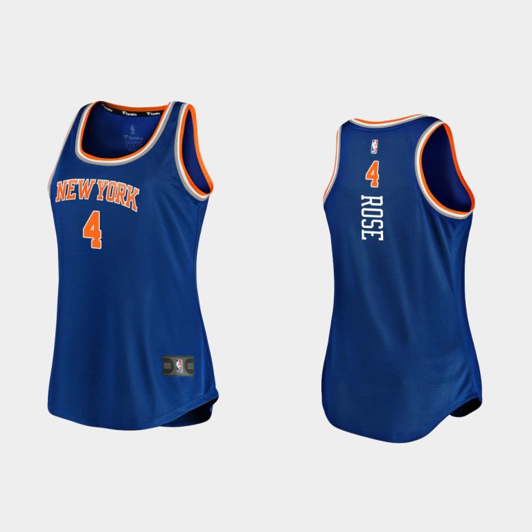 Women New York Knicks #4 Derrick Rose Icon Edition Royal Tank Jersey