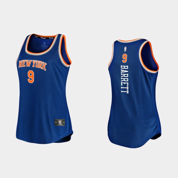 Women New York Knicks #9 RJ Barrett Icon Edition Royal Tank Jersey