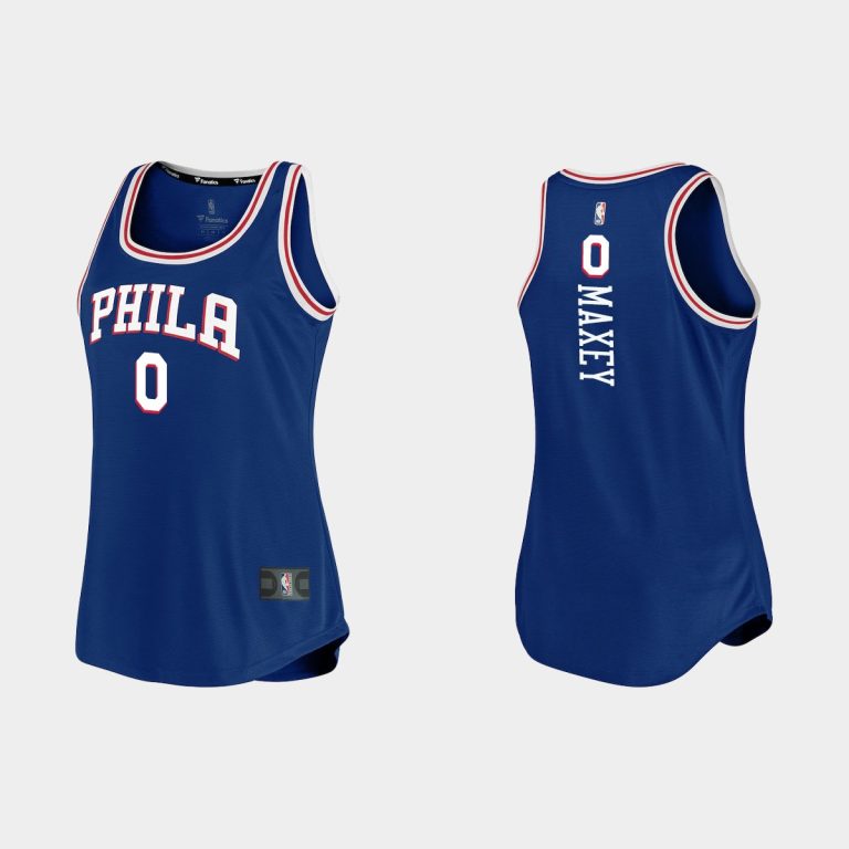 Women Philadelphia 76ers #0 Tyrese Maxey Icon Edition Royal Tank Jersey