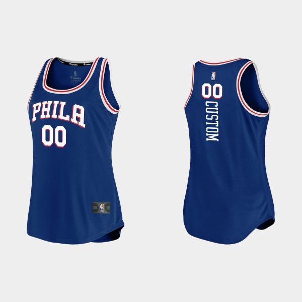 Women Philadelphia 76ers #00 All Players Icon Edition Royal Tank Jersey